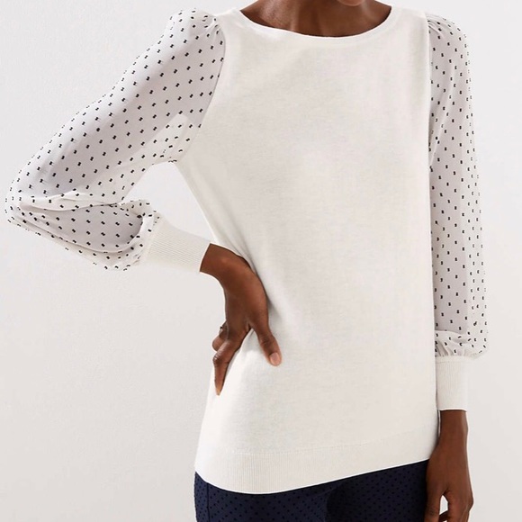 Swiss Dot Sheer Sleeve Sweater | Poshmark